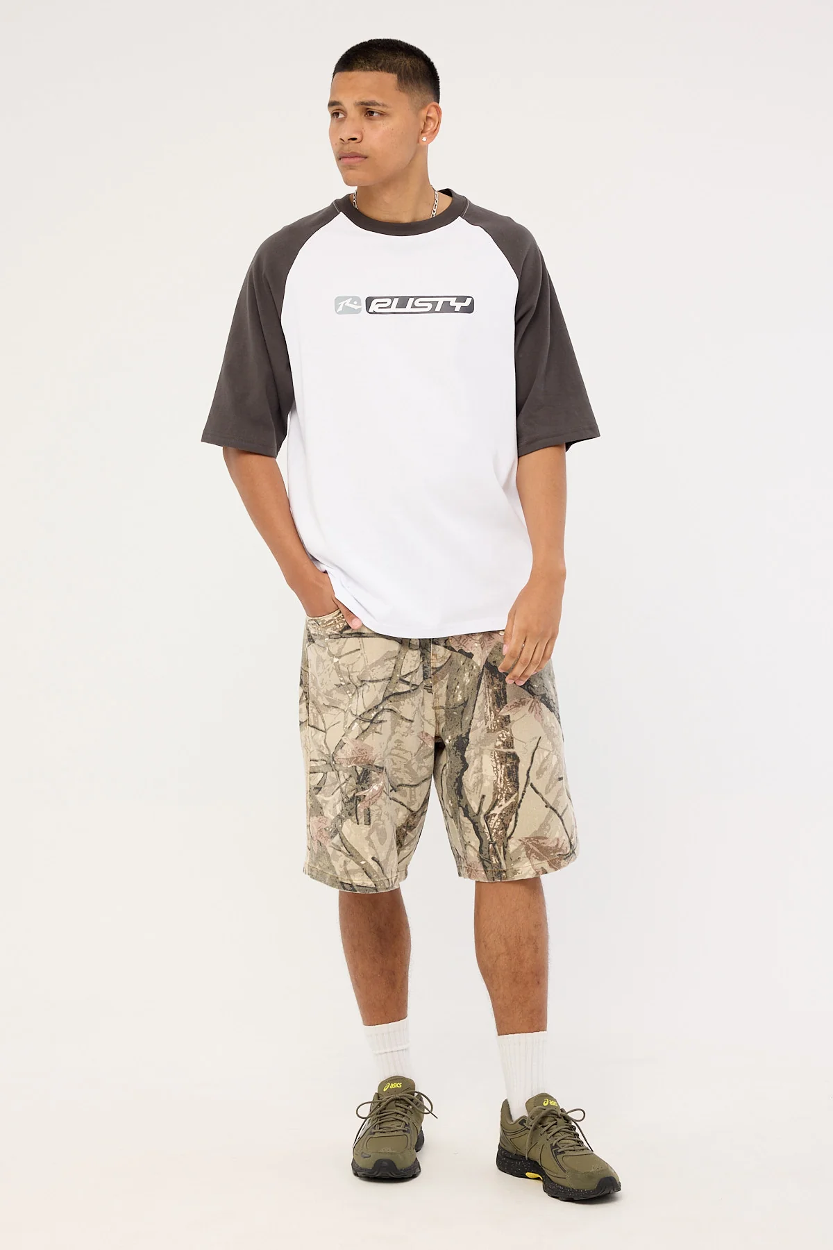 Rusty Bubble Raglan Tee White - Image 2