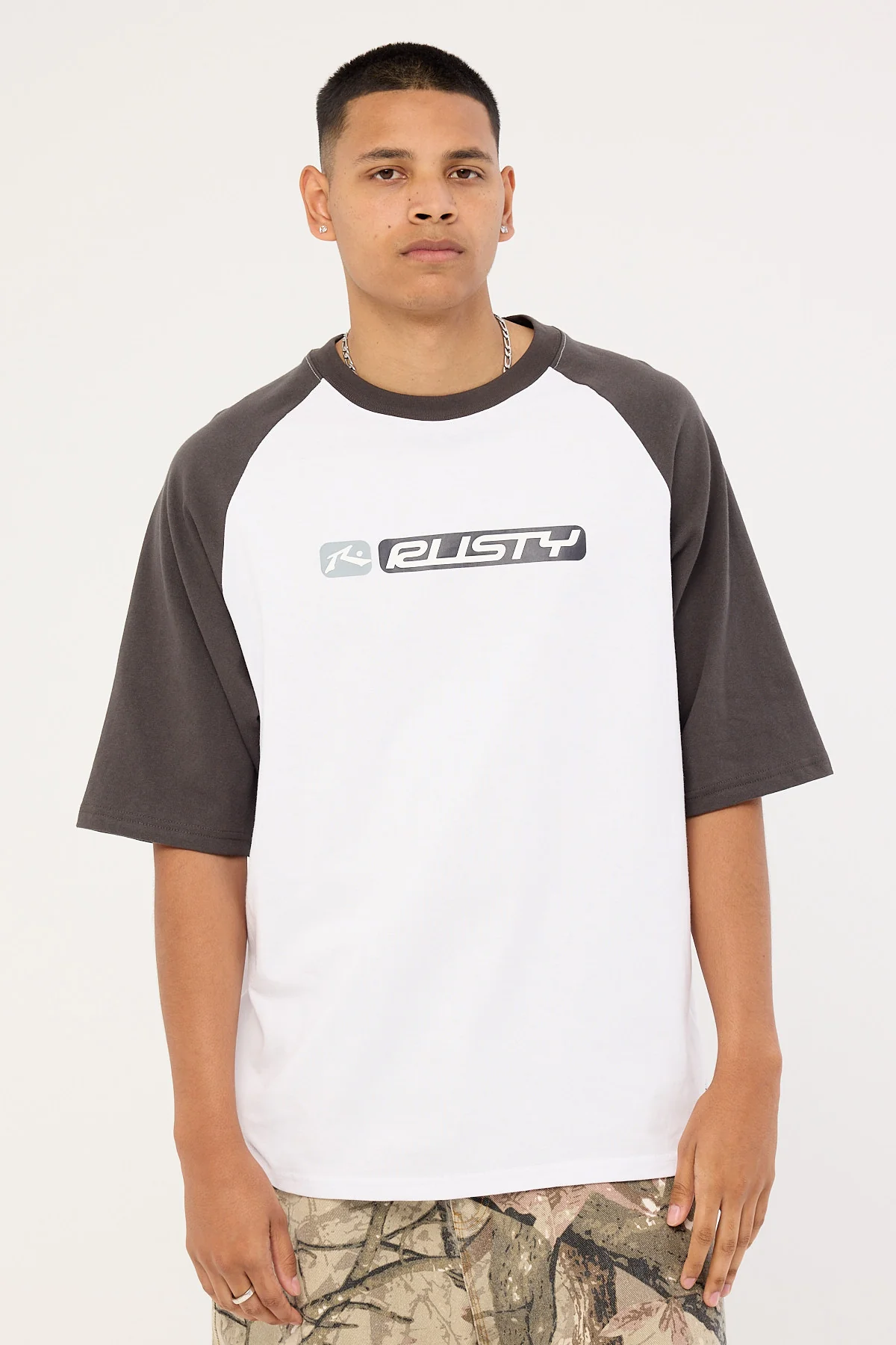 Rusty Bubble Raglan Tee White - Image 3