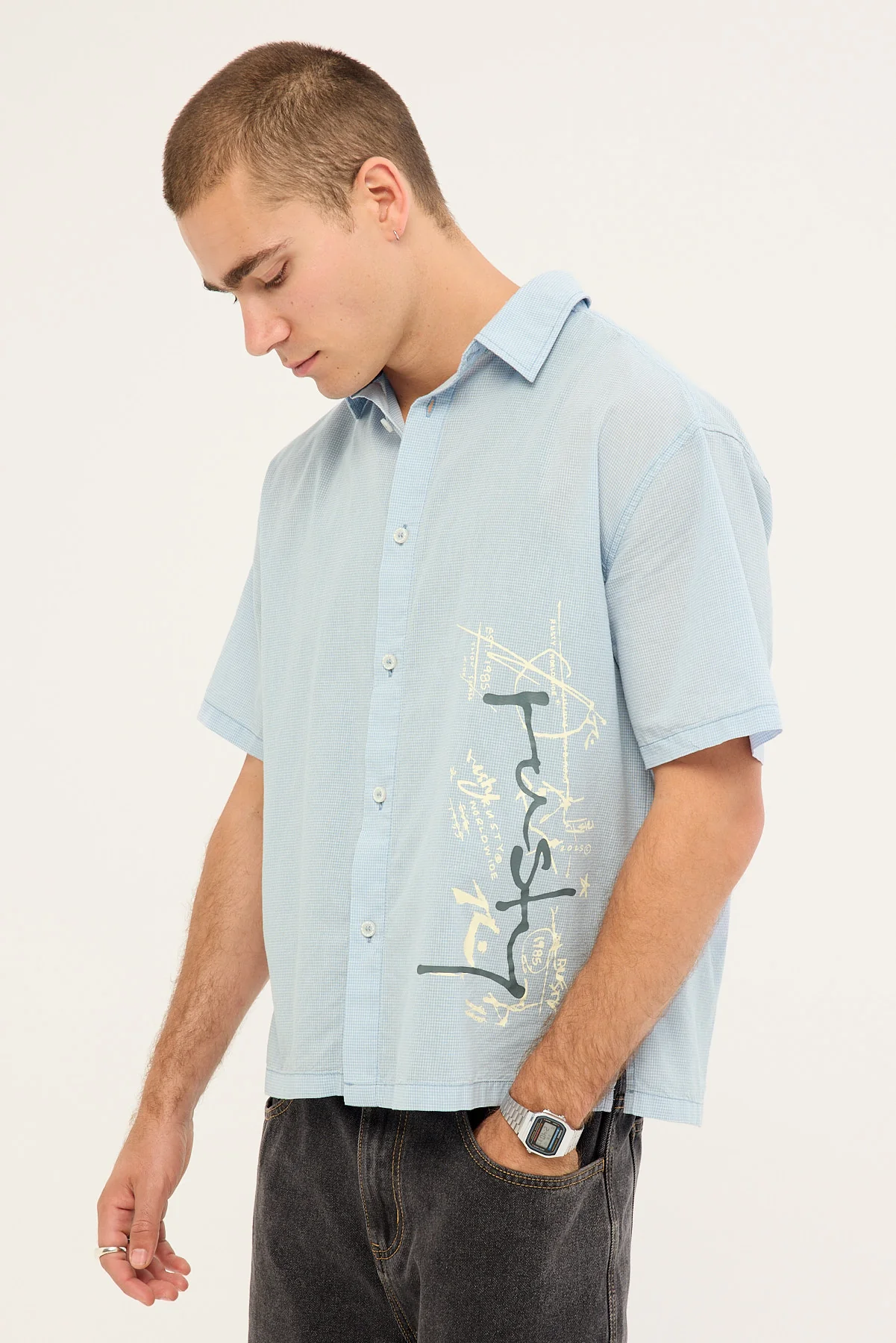 Rusty Crisis Cropped Shirt Sky Blue - Image 4