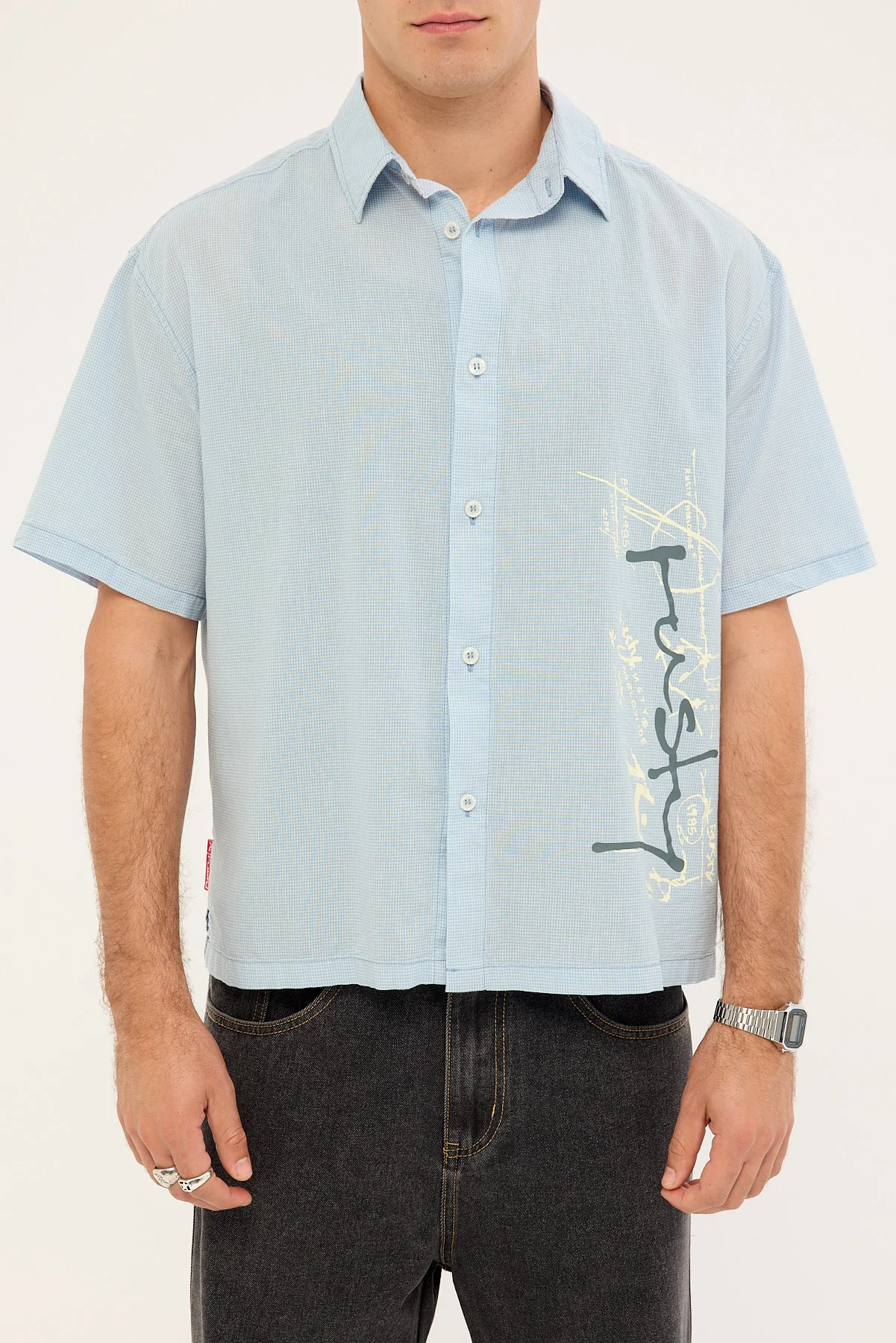 Rusty Crisis Cropped Shirt Sky Blue - Image 7