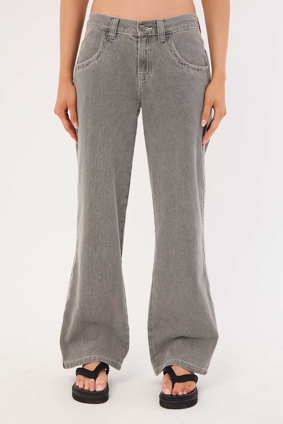 Rusty Flip Mommy Low Rise Wide Leg Jean London Summer/Grey - Image 11