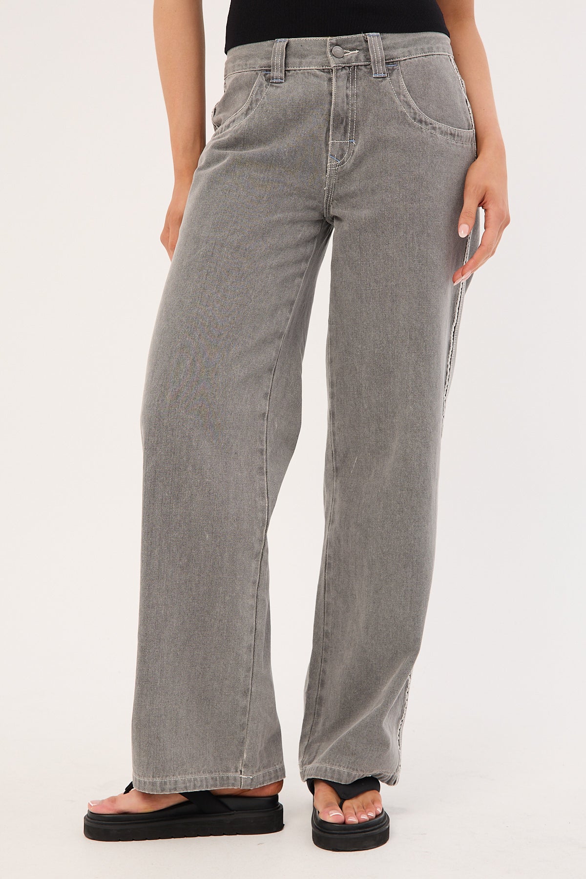 Rusty Flip Mommy Low Rise Wide Leg Jean London Summer/Grey - Image 3
