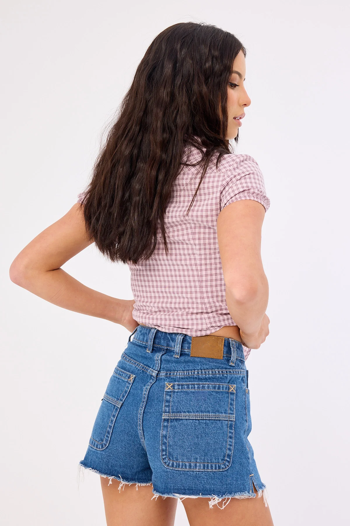 Rusty Penny Kick Flare Denim Shorts Middy Blue - Image 5