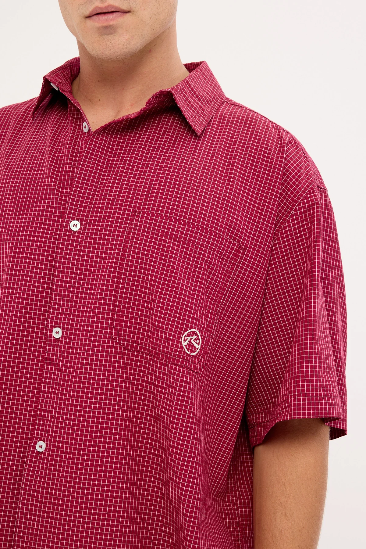 Rusty Ransom Check Shirt Burgundy - Image 4