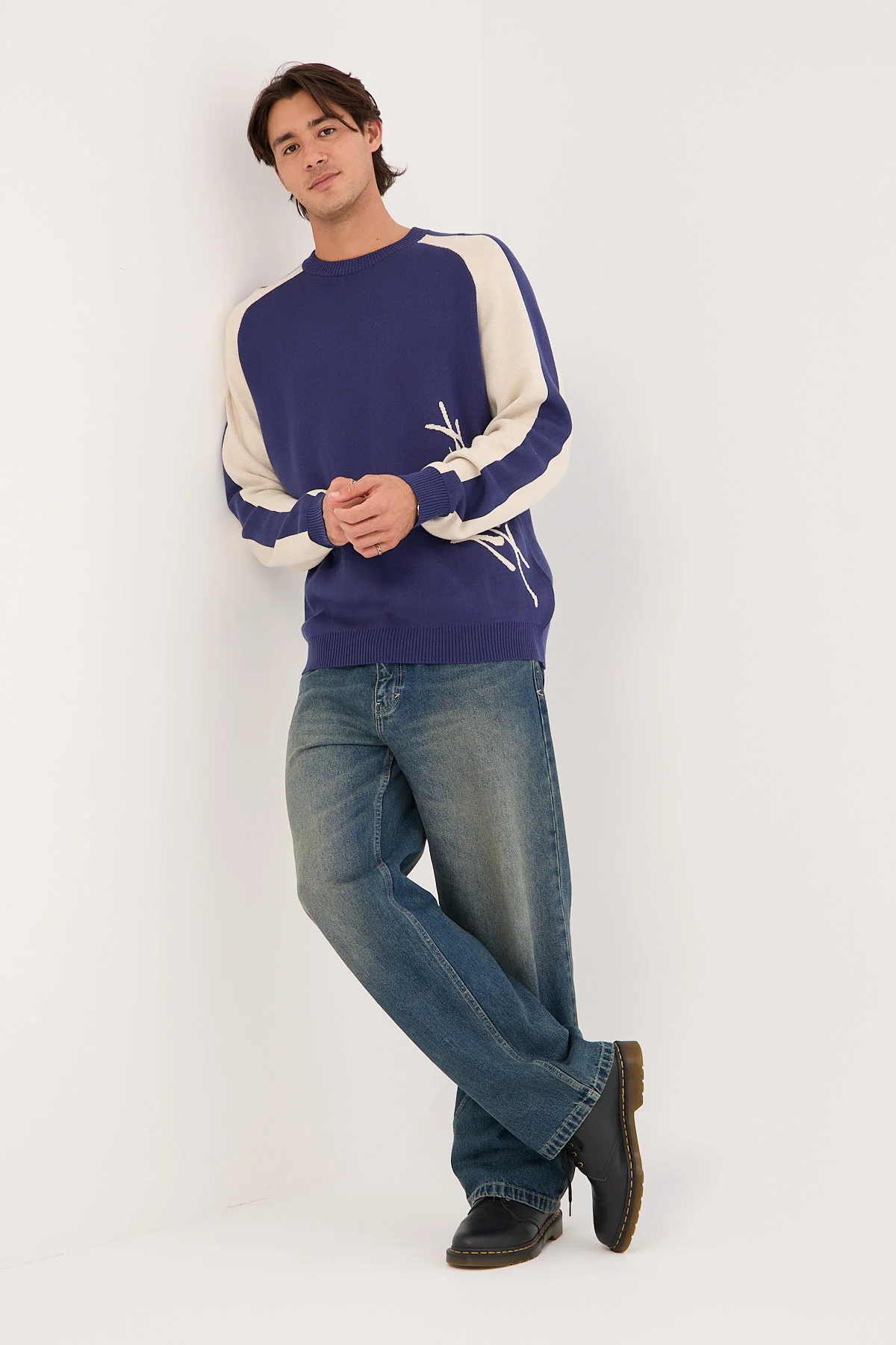 Rusty Roll Safe Boxy Knitted Crew Dark Blue - Image 7