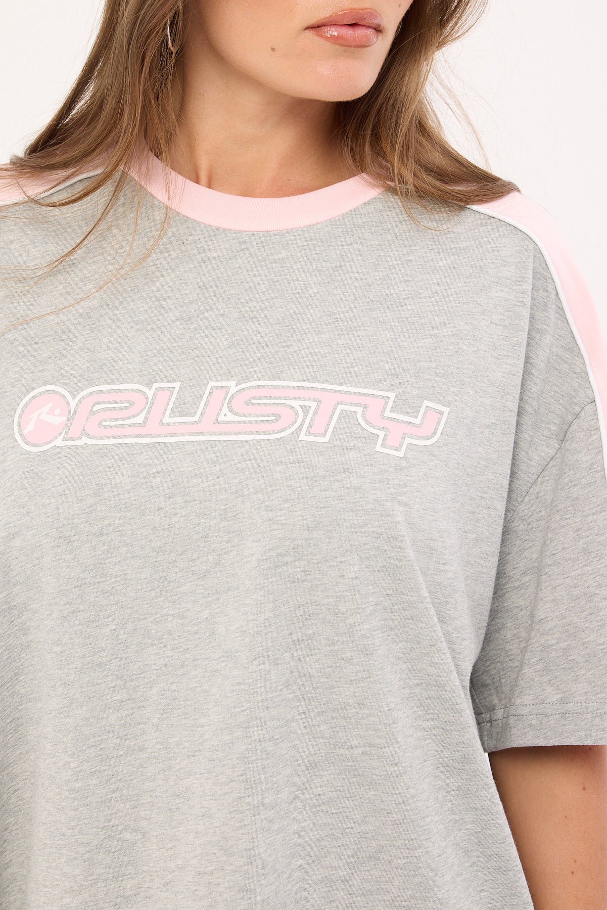 Rusty Timmy Target Oversize Tee Grey Marle - Image 5
