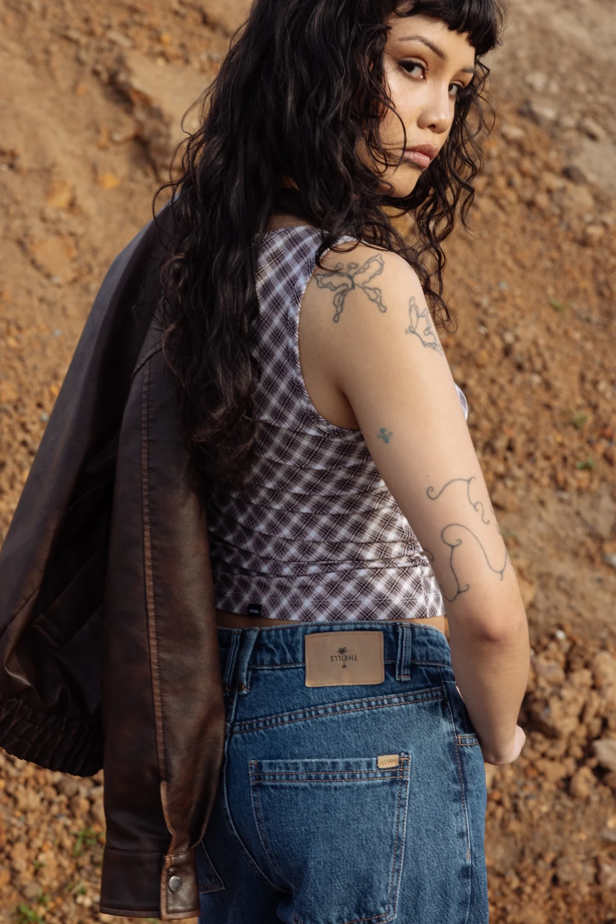 Thrills Adorned Check Tank Java - Image 3