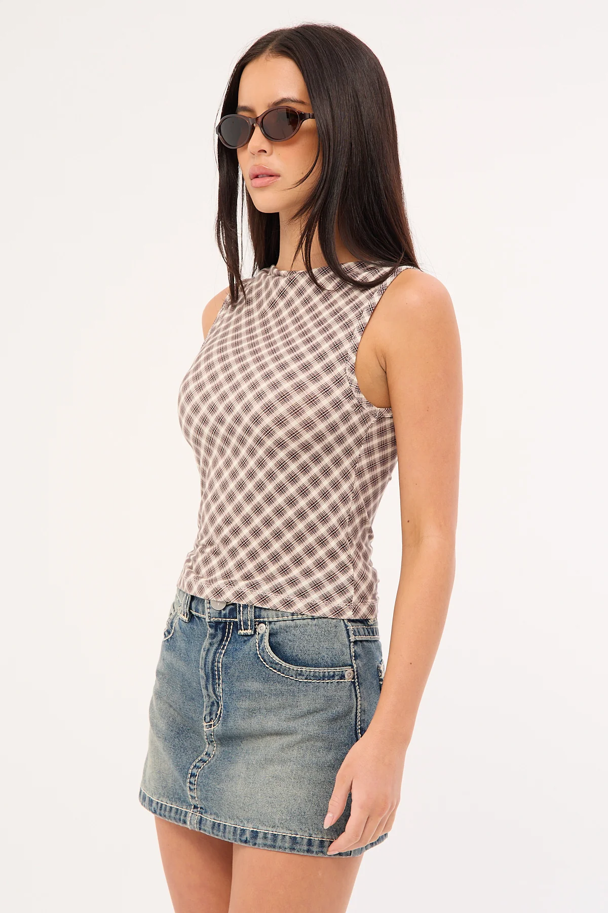 Thrills Adorned Check Tank Java - Image 5