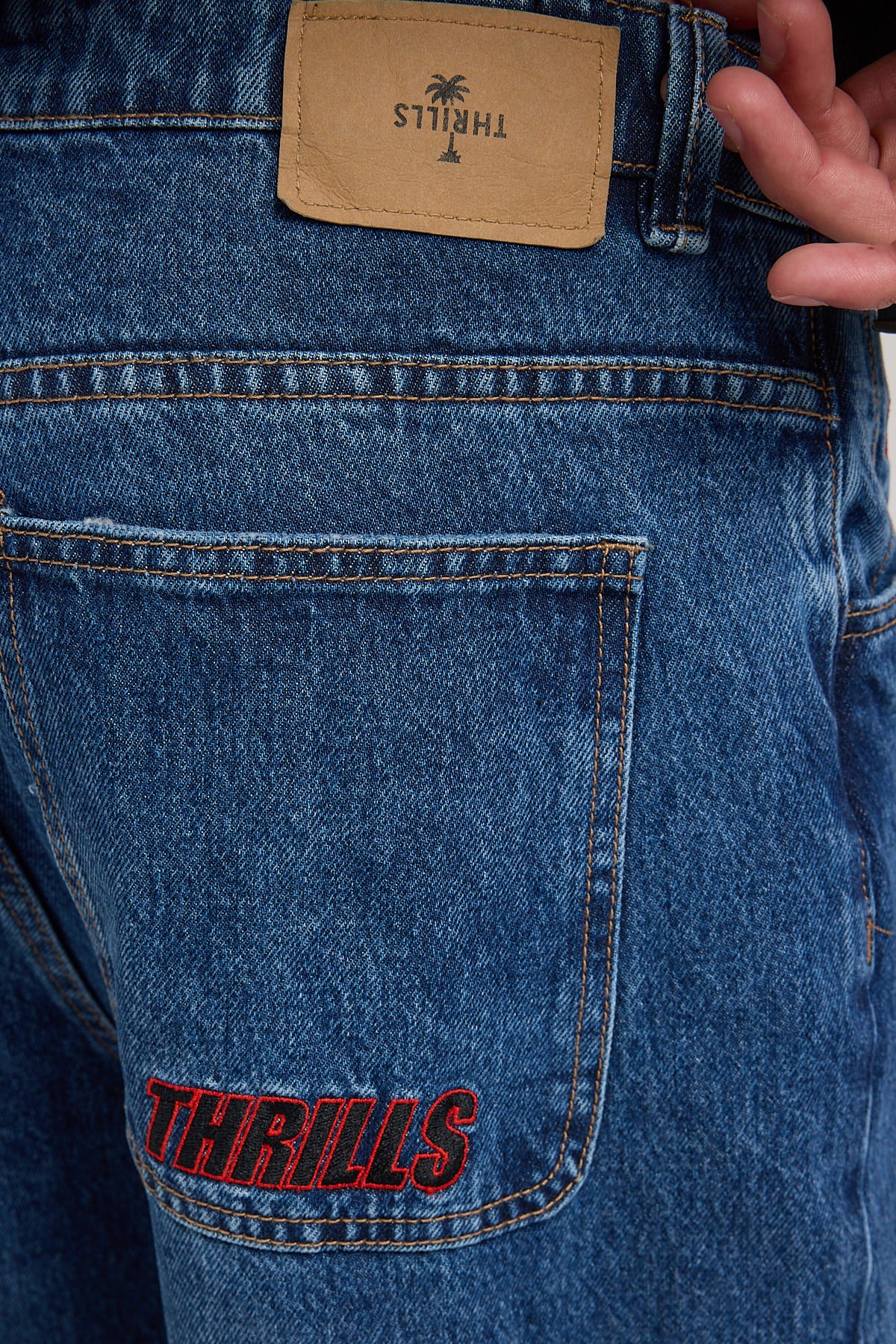 Thrills Big Slacker Wisdom Embro Jean Rinsed Blue - Image 6
