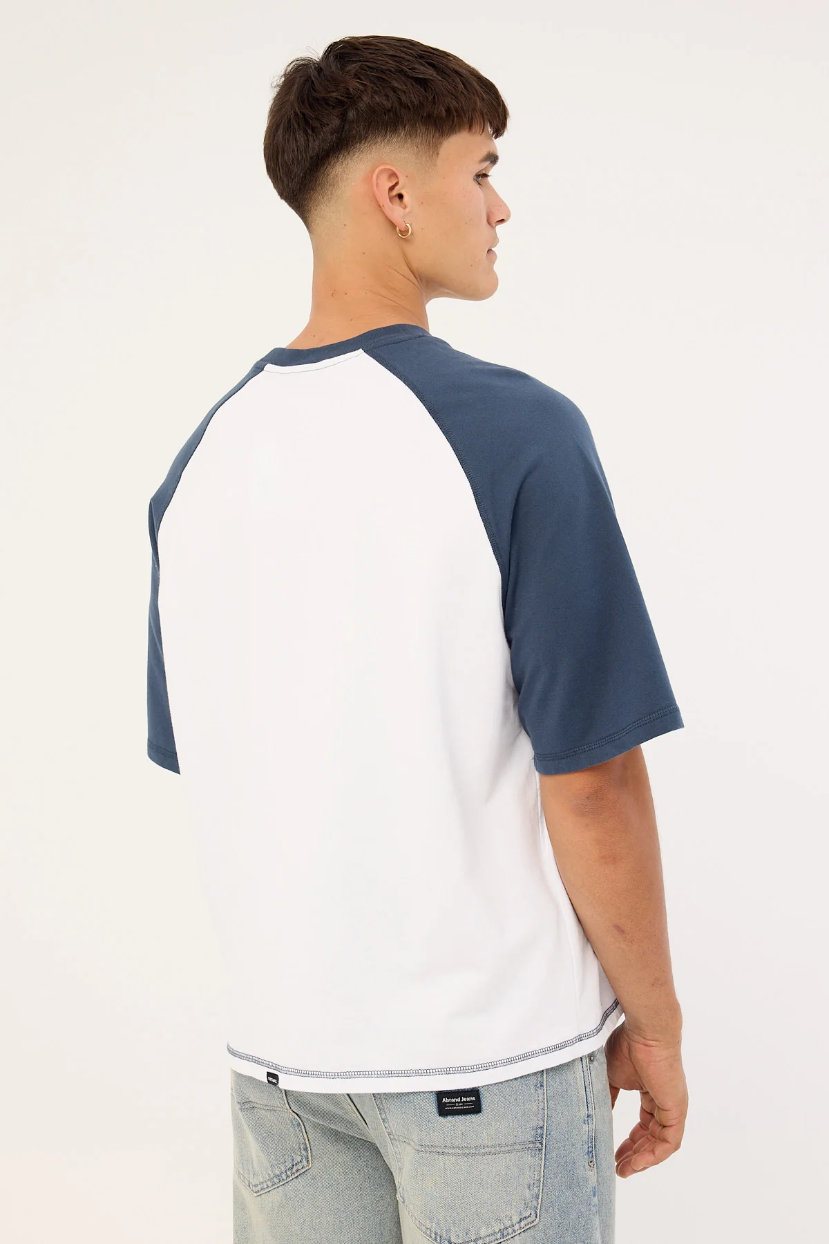 Thrills Chaotic State Embro Raglan Box Fit Oversize Cropped Tee White Petrol - Image 6