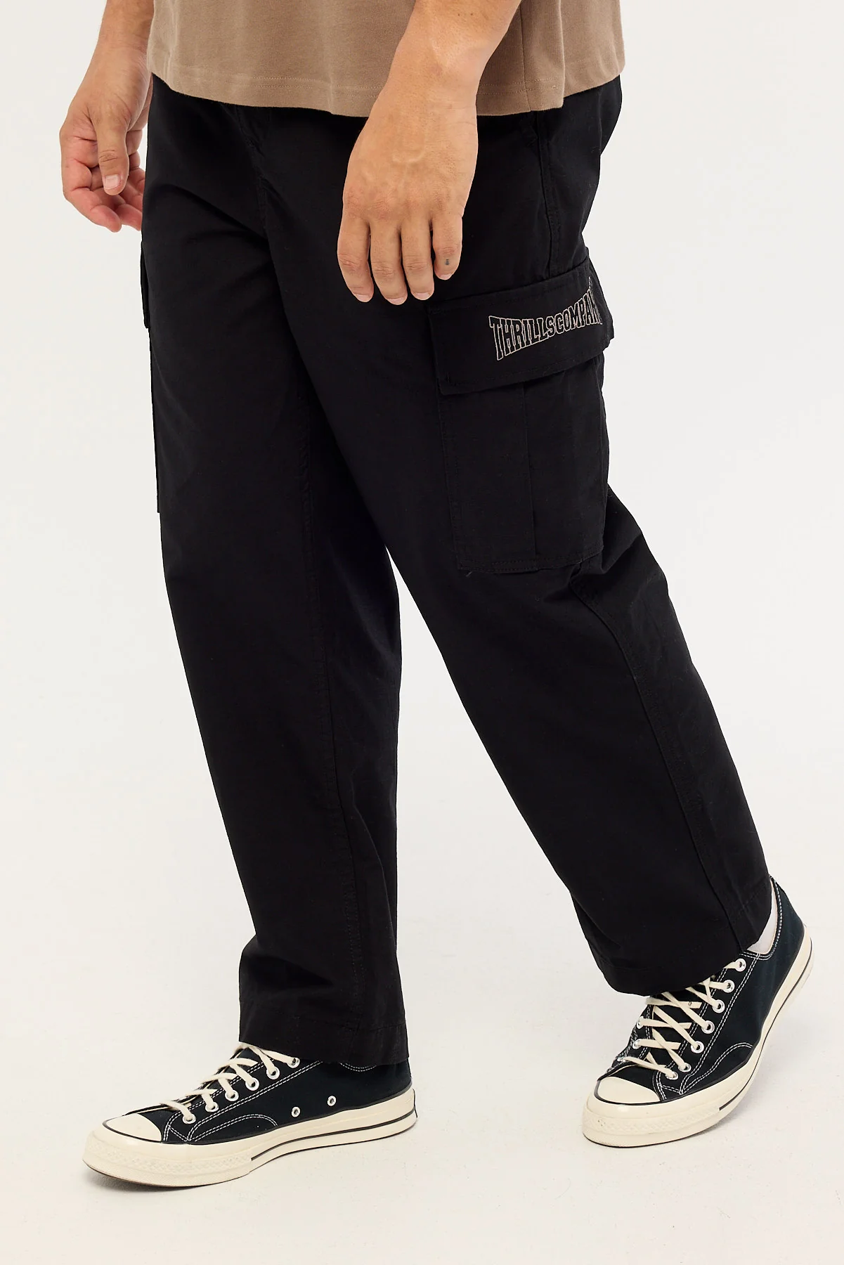 Thrills Double Down Big Slacker Elastic Cargo Pant Black - Image 3