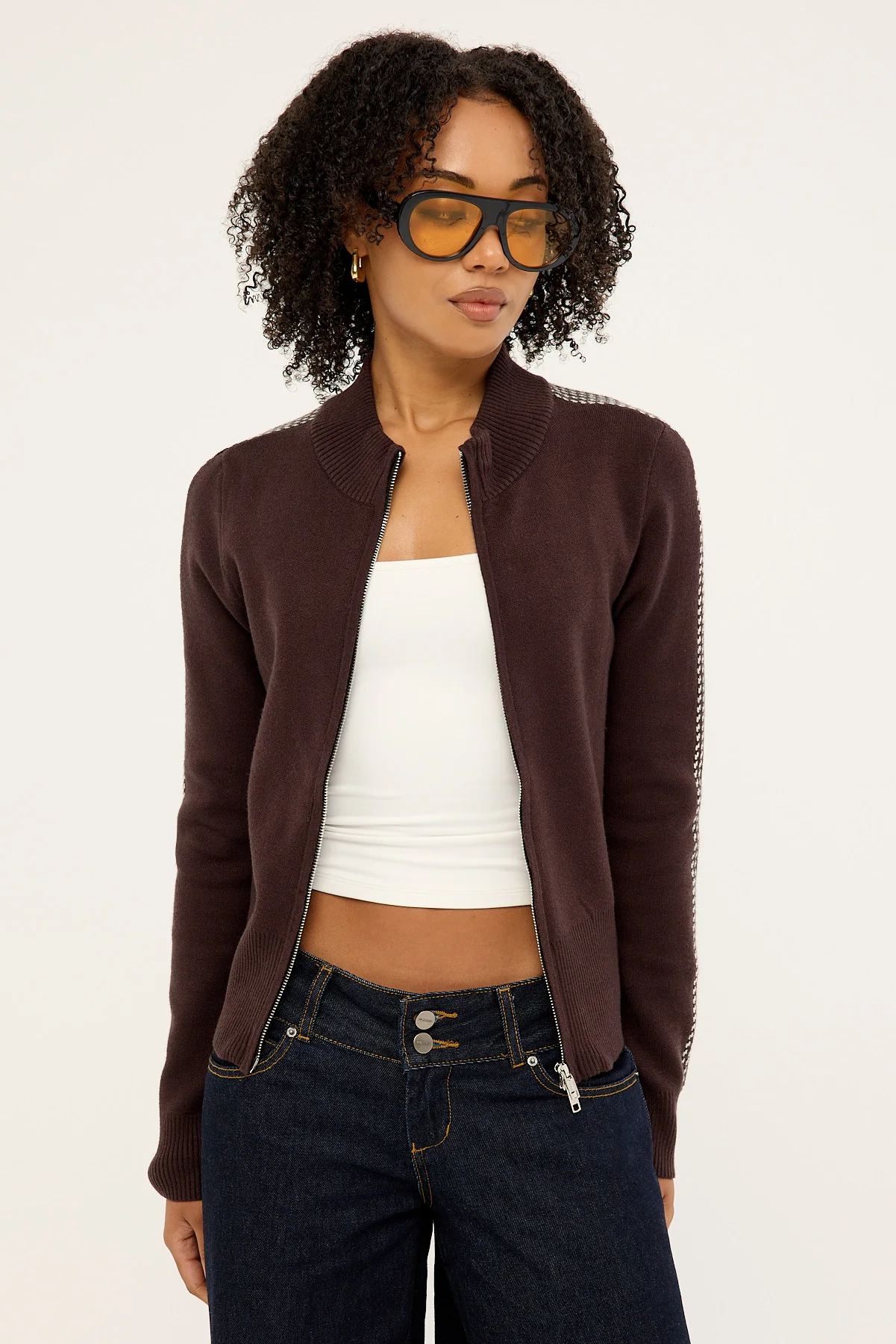 Thrills Final Call Zip Knit Sweater Bitter Chocolate - Image 6