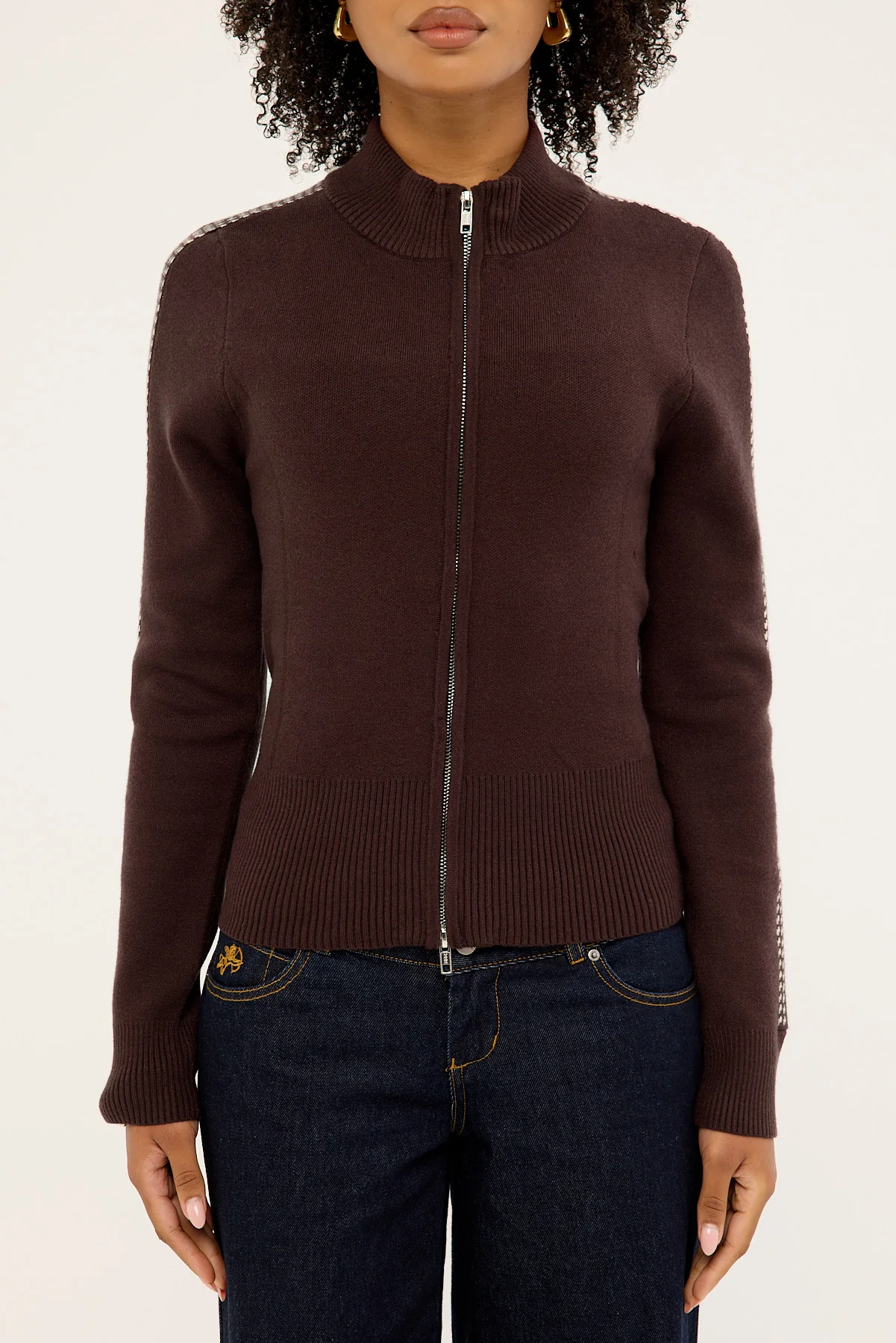 Thrills Final Call Zip Knit Sweater Bitter Chocolate - Image 7