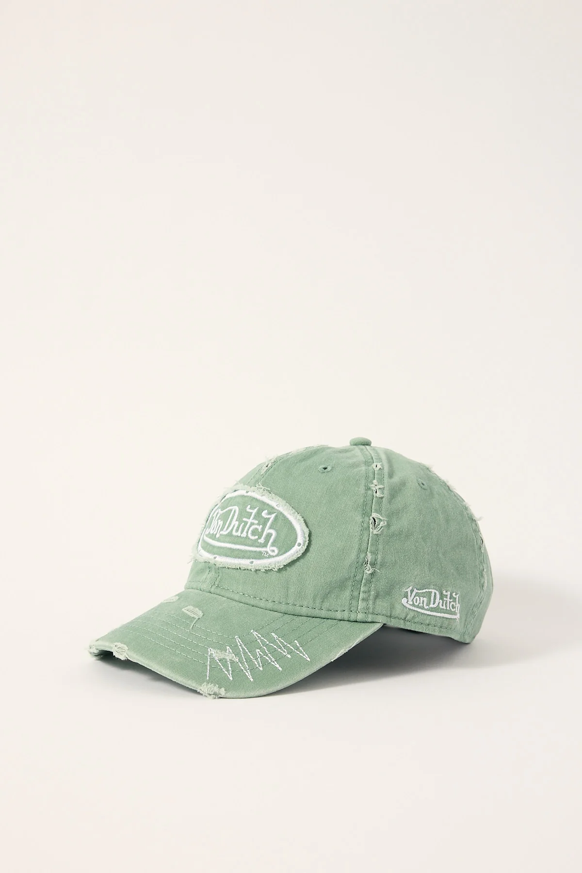 Von Dutch Distressed Zigzag Dad Cap Green - Image 3