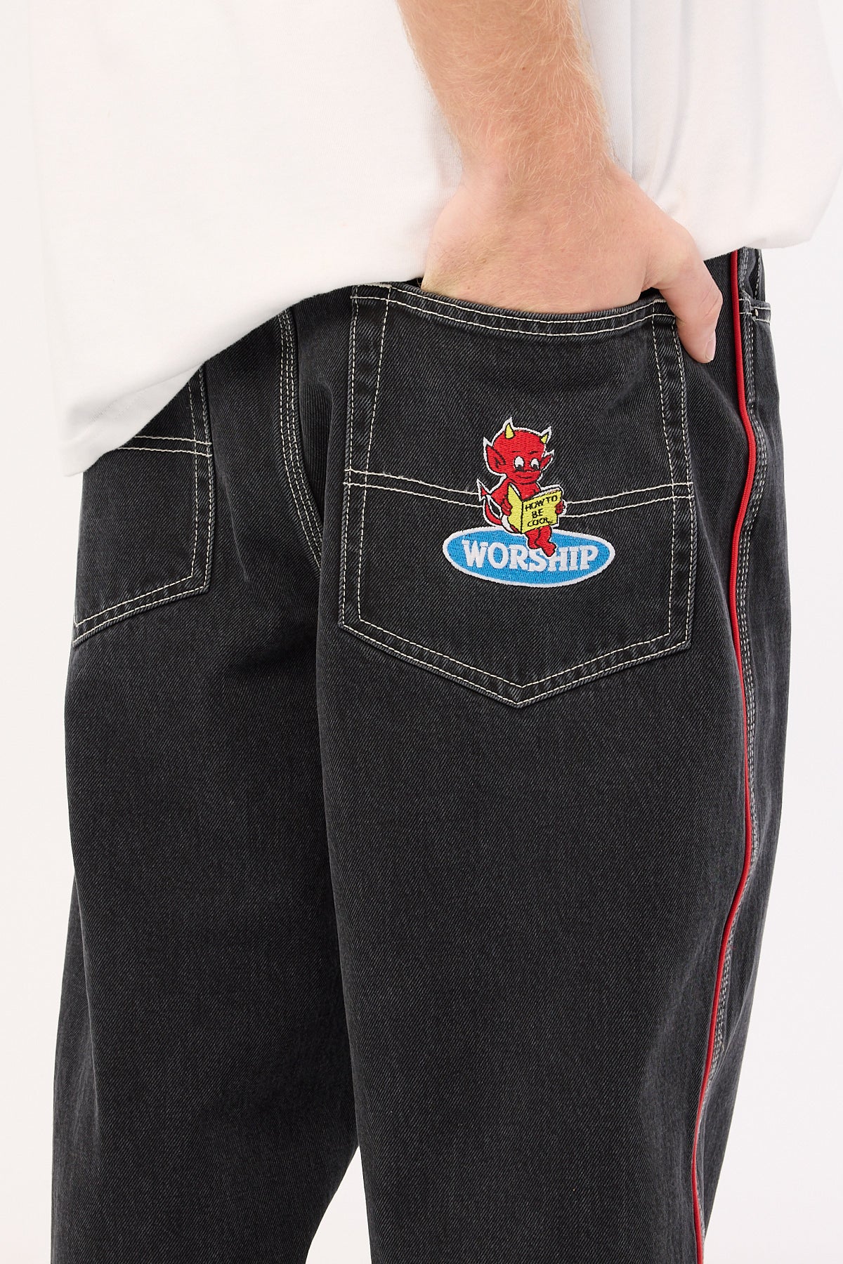 Worship Be Cool Piped Big Dawg Jean Used Black - Image 8