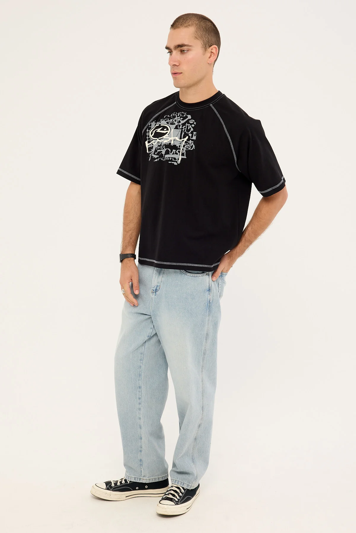 Worship Big Lounger Baggy Jean Faded Worn Blue - Image 4