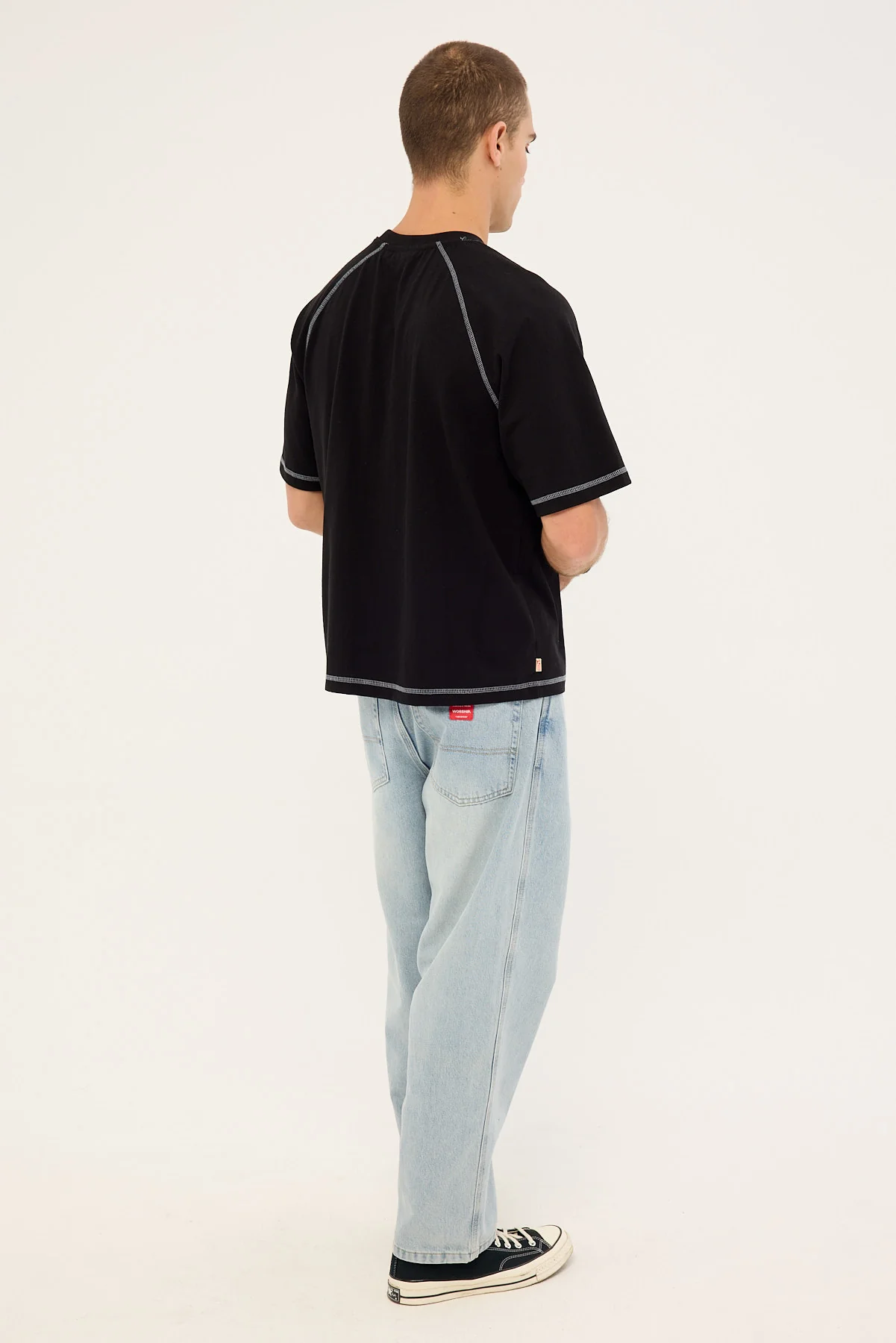 Worship Big Lounger Baggy Jean Faded Worn Blue - Image 5