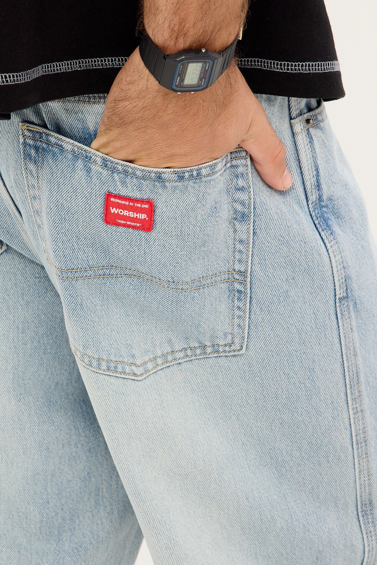 Worship Big Lounger Baggy Jean Faded Worn Blue - Image 6