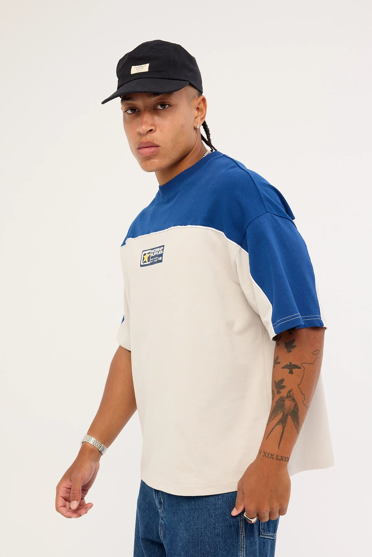 Worship Blender Oversize Panel Tee Blue Depths - Image 3