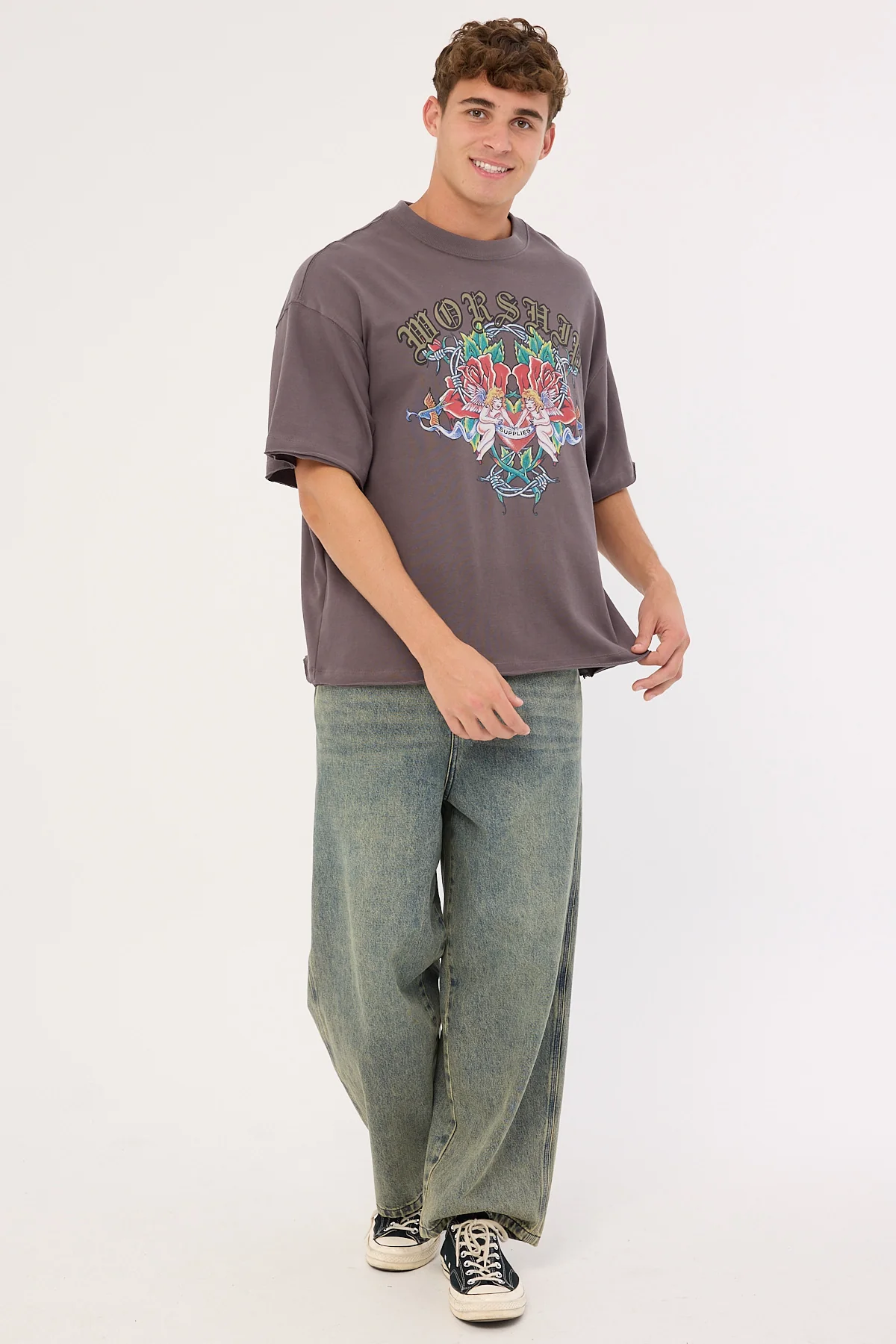 Worship Ned Oversize Tee Worn Black - Image 2