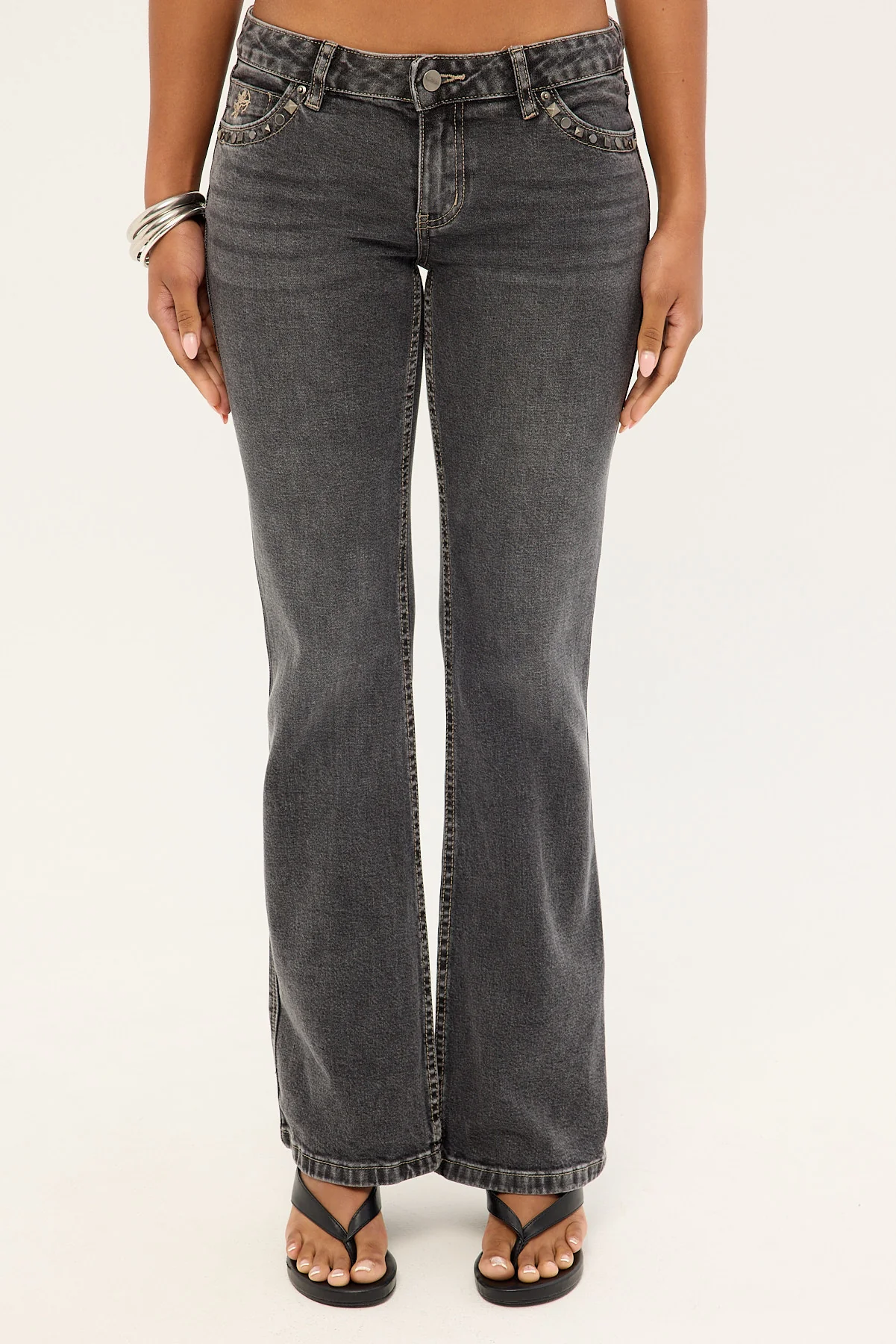 Worship Rapt Superlow Bootcut Jean Ghosted Black Fade - Image 7